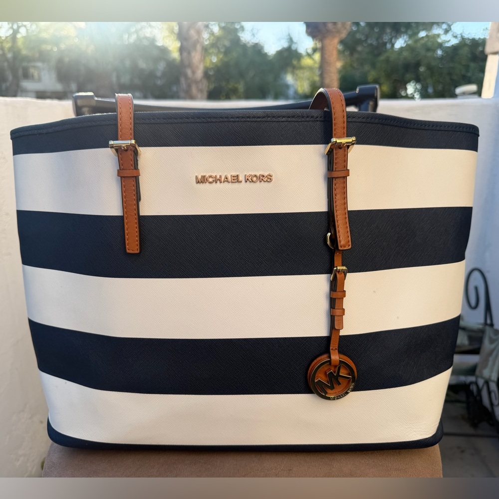 Michael Kors striped tote